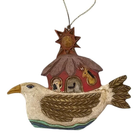 Noahs Ark Peace Dove Star Christmas Ornament Holiday Resin Vintage MCM Decor - Picture 2 of 16